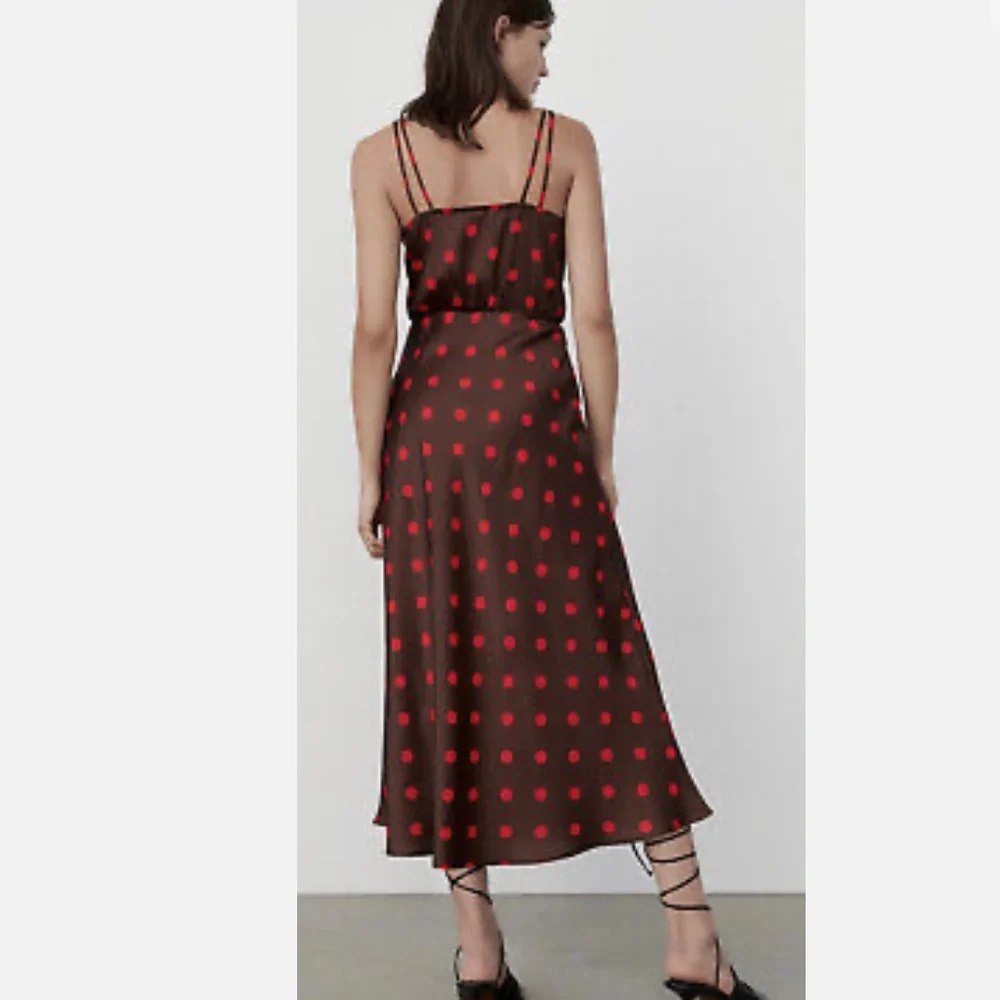 NWOT Zara Red Polka Dot Midi Sleeveless Dress - Picture 3 of 8
